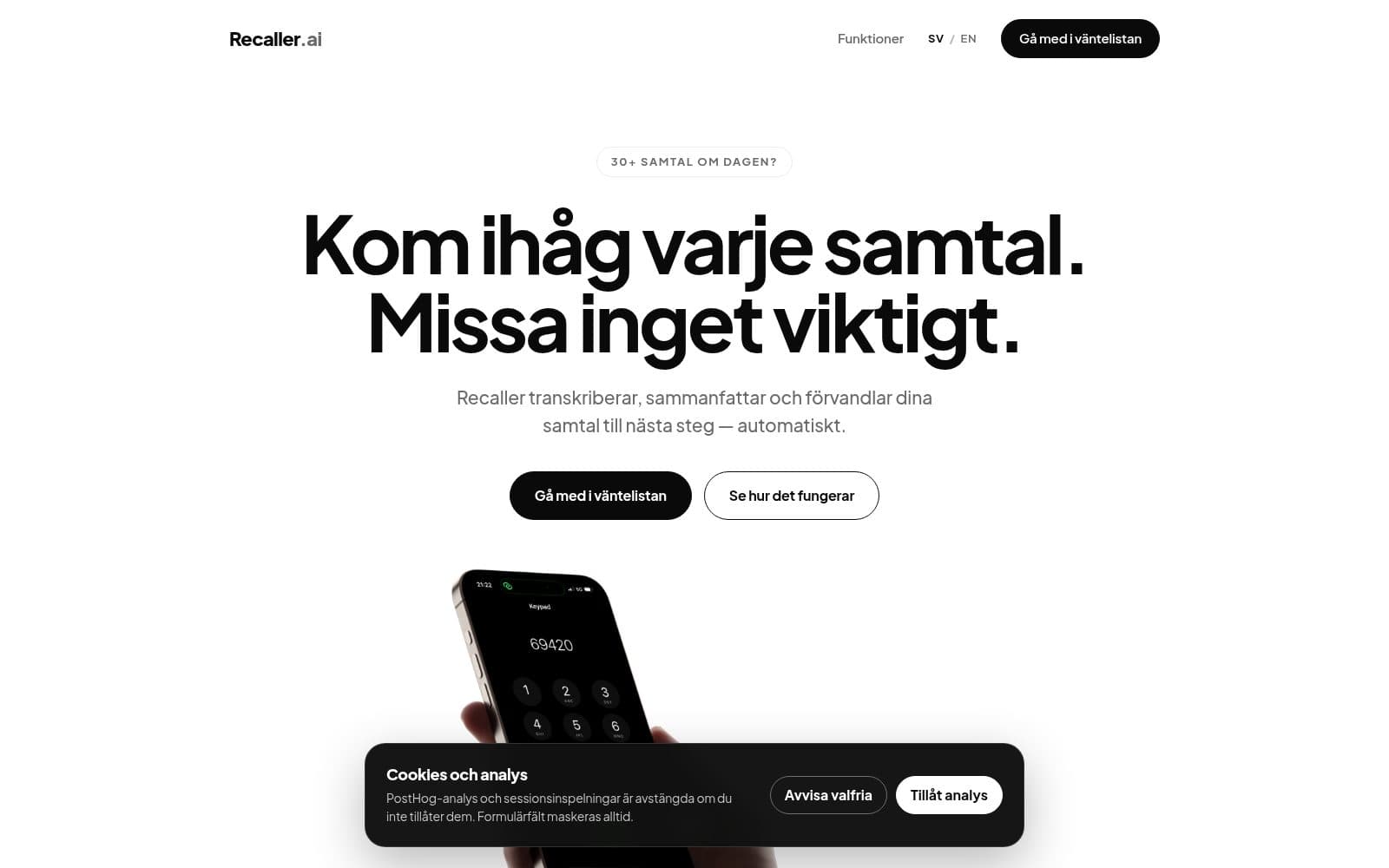 Screenshot of Recaller.ai — The Phone app reimagined