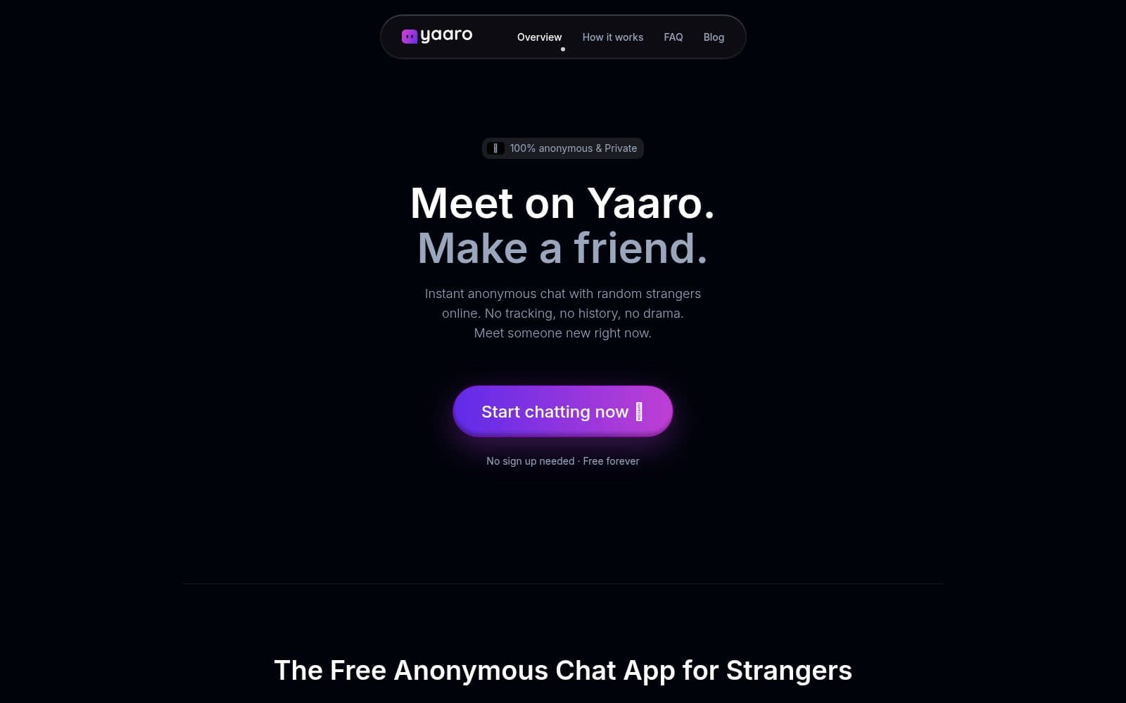 Skärmdump av Yaaro.chat — Anonymous Chat with Strangers | Omegle Alternative