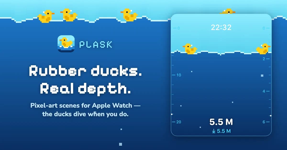 Screenshot of Plask for Apple Watch — Rubber ducks. Real depth.