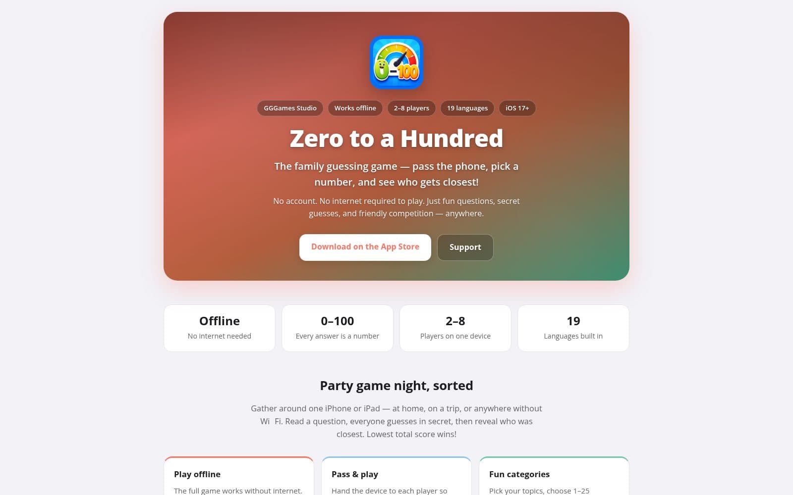 Screenshot of Zero to a Hundred — Family Party Game
