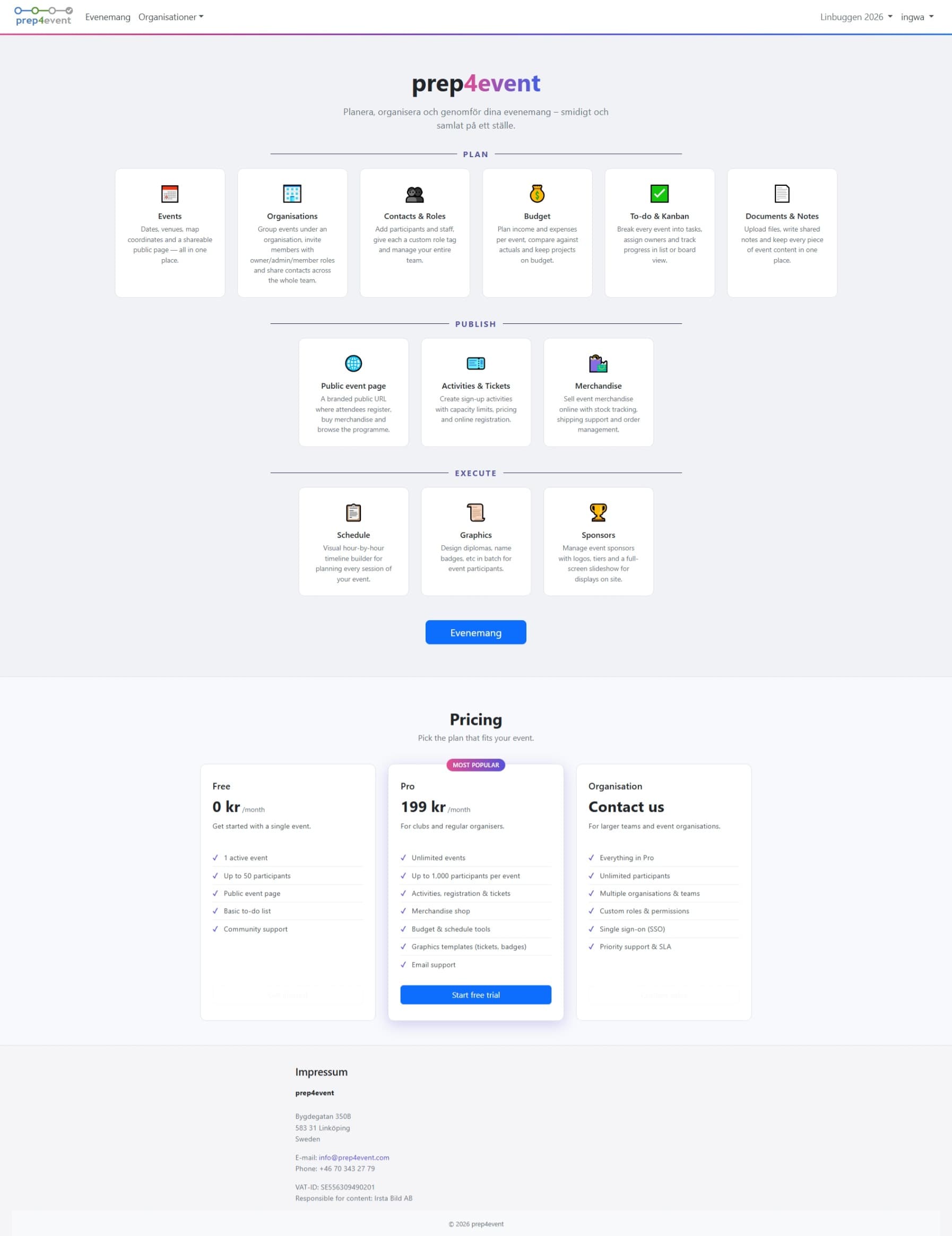 Screenshot of Prep4Event