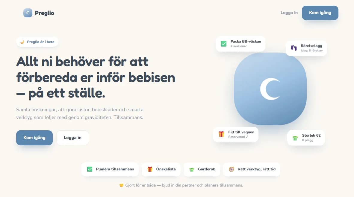 Screenshot of Preglio – prepare together for the baby