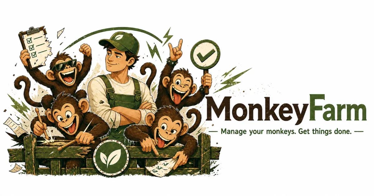 Screenshot of MonkeyFarm — canvas-based task management