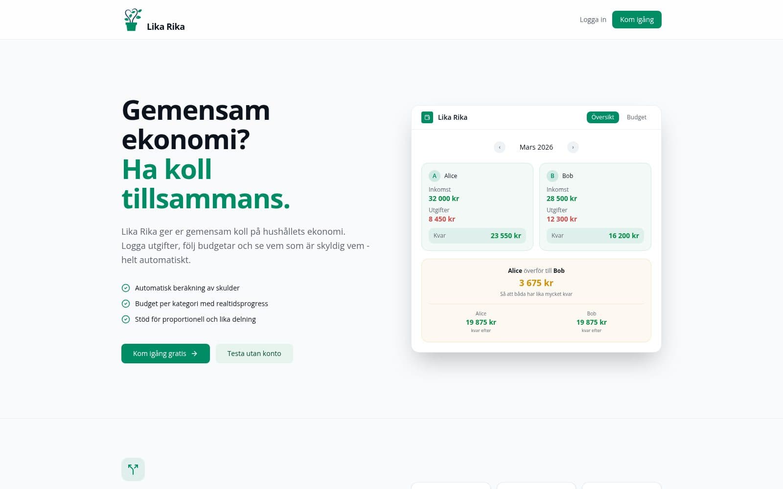 Screenshot of Lika Rika - shared household finances