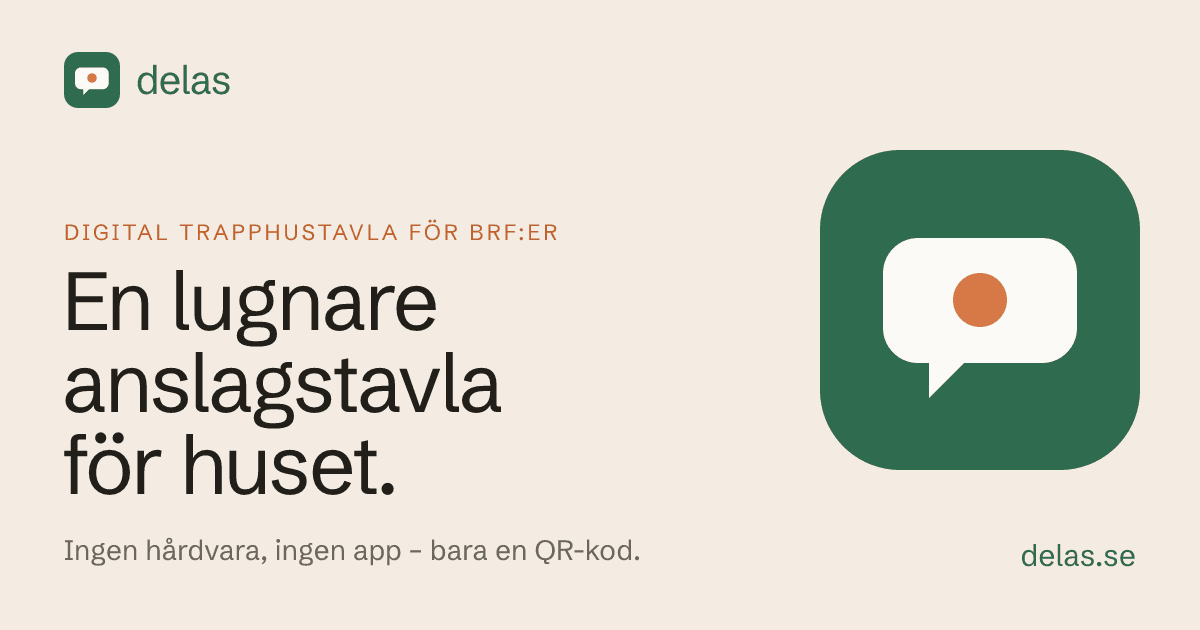 Screenshot of delas – a digital noticeboard for your housing co-op