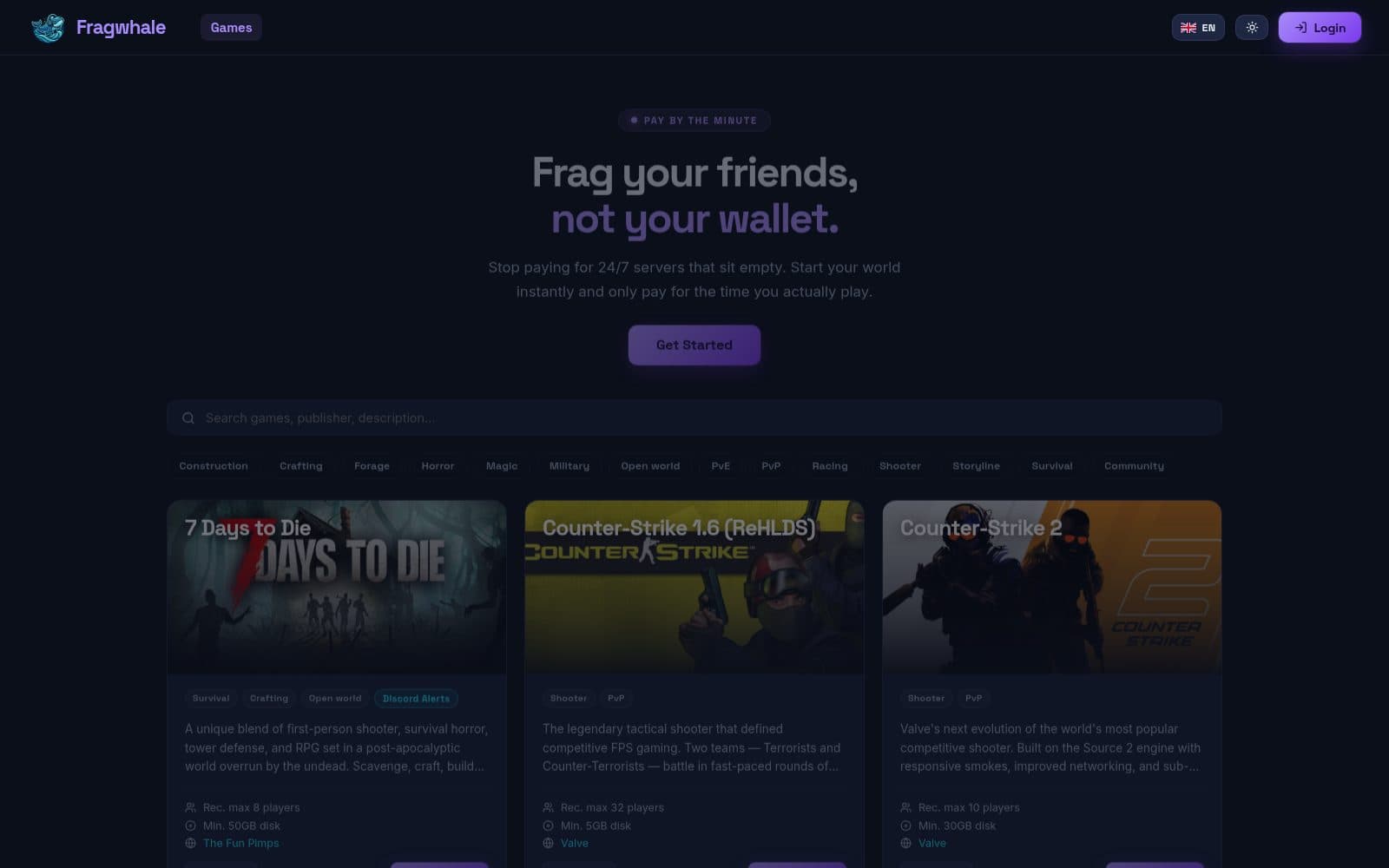 Screenshot of Fragwhale - Dedicated game servers