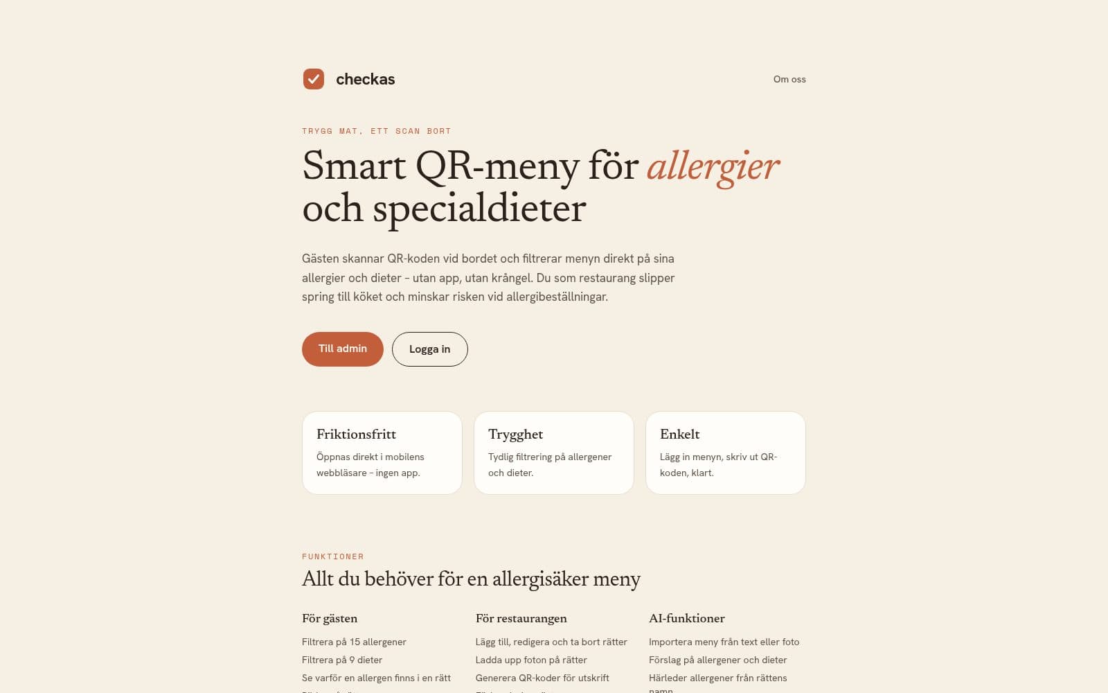 Screenshot of checkas – safe food, one scan away