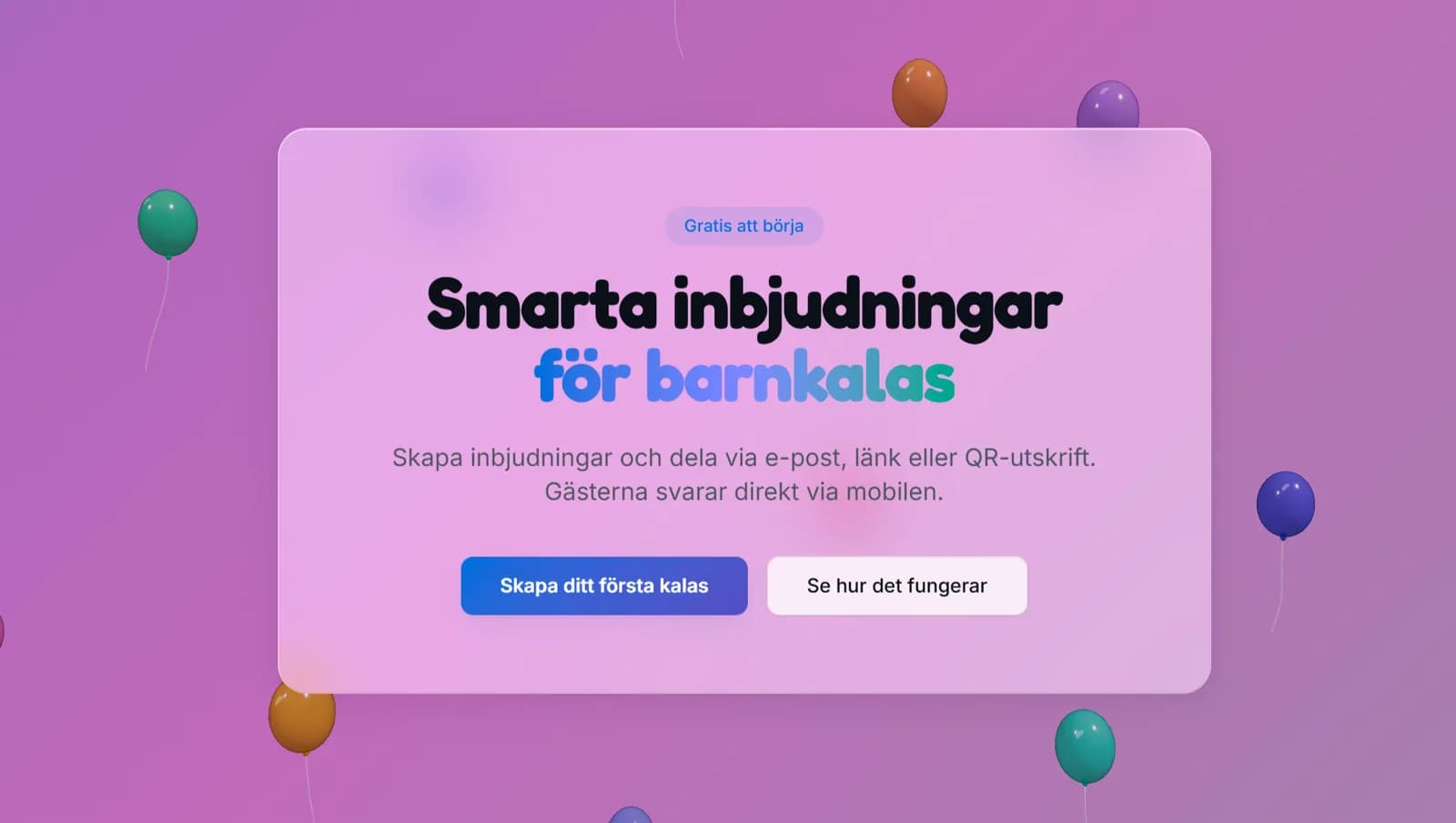 Screenshot of KalasKoll – smart children's party invitations