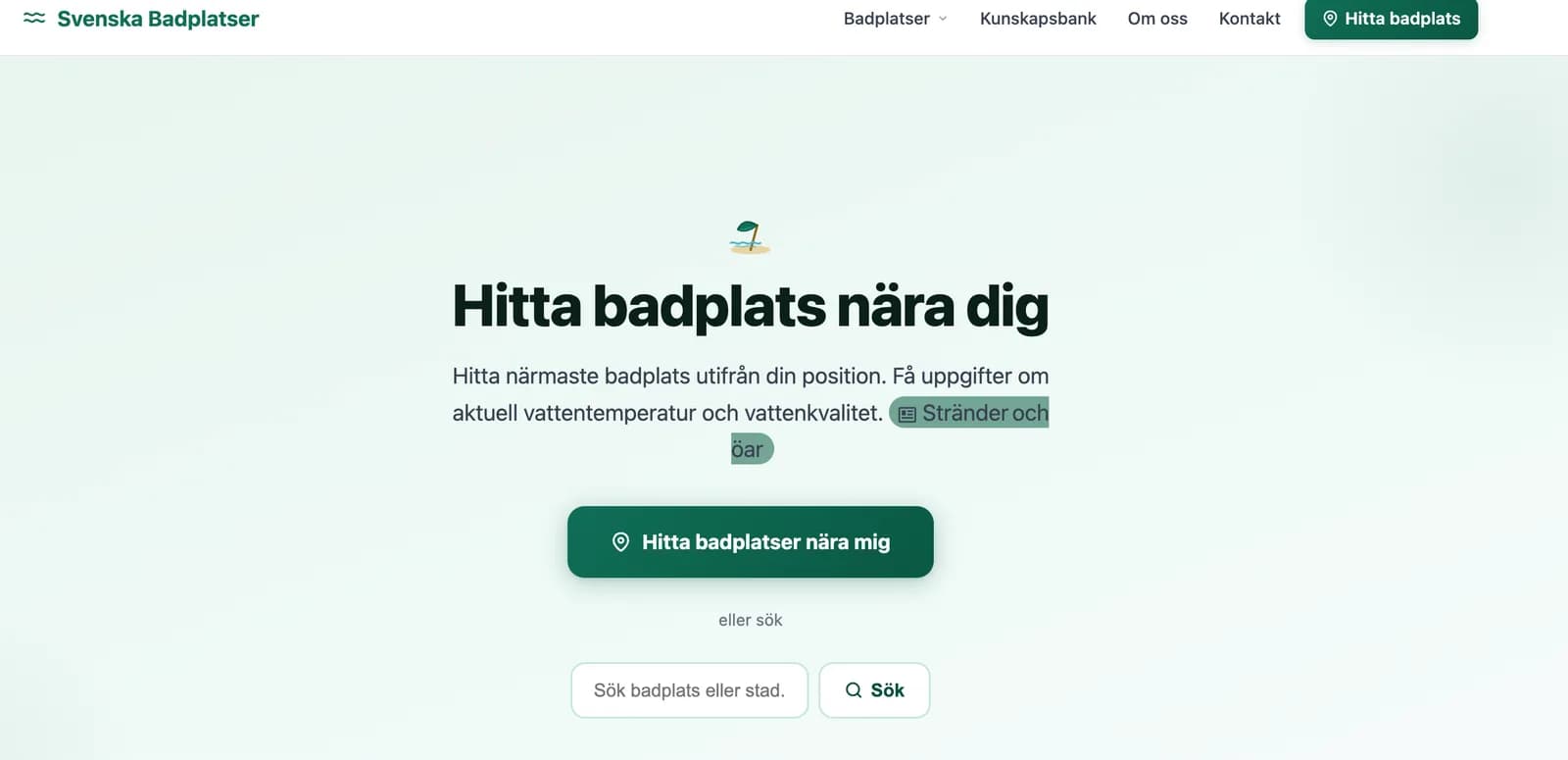 Screenshot of Svenska-badplatser.se - find a swimming spot near you