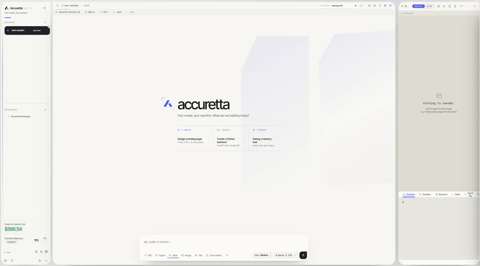 Screenshot 1 of Accuretta - LocalAI code and red team harness