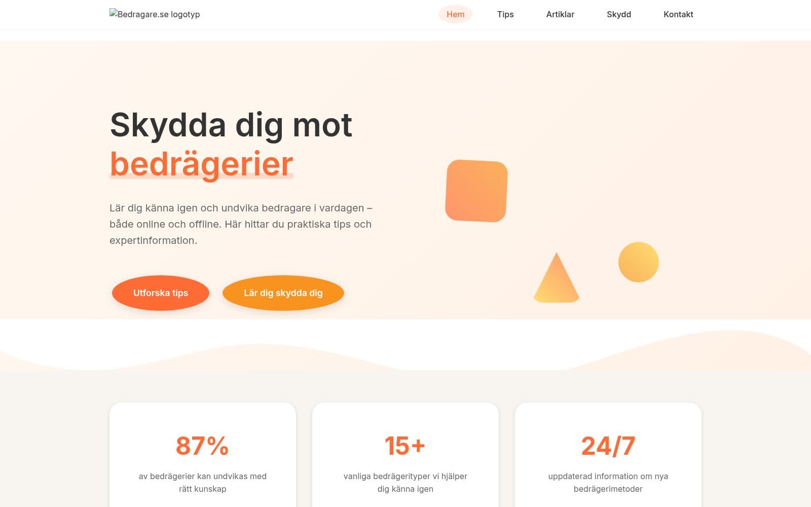 Screenshot of Bedragare.se - Protect yourself against fraud