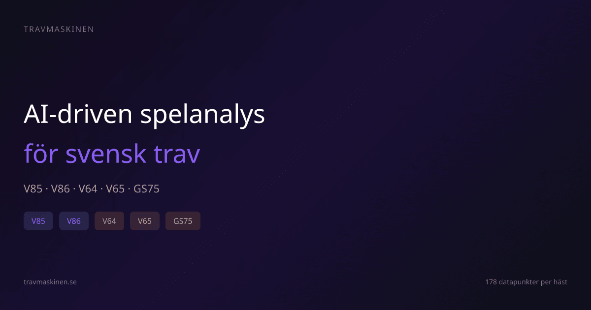 Screenshot of Travmaskinen — AI tips for V85, V86, V64, V65 and GS75