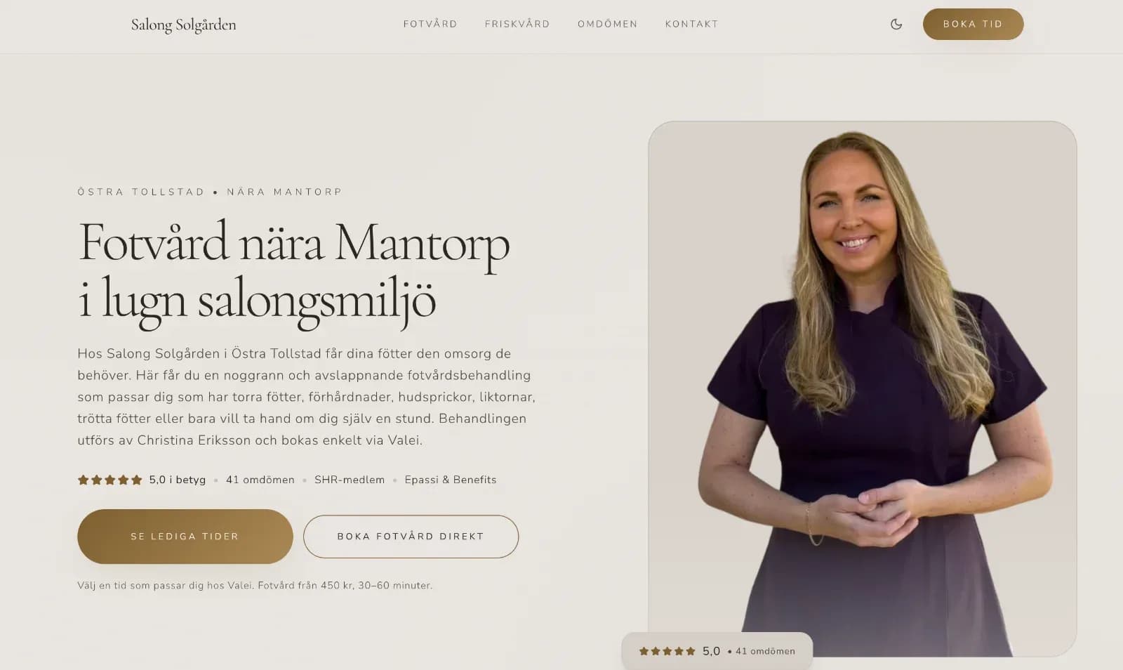 Screenshot of Foot care near Mantorp – Salong Solgården