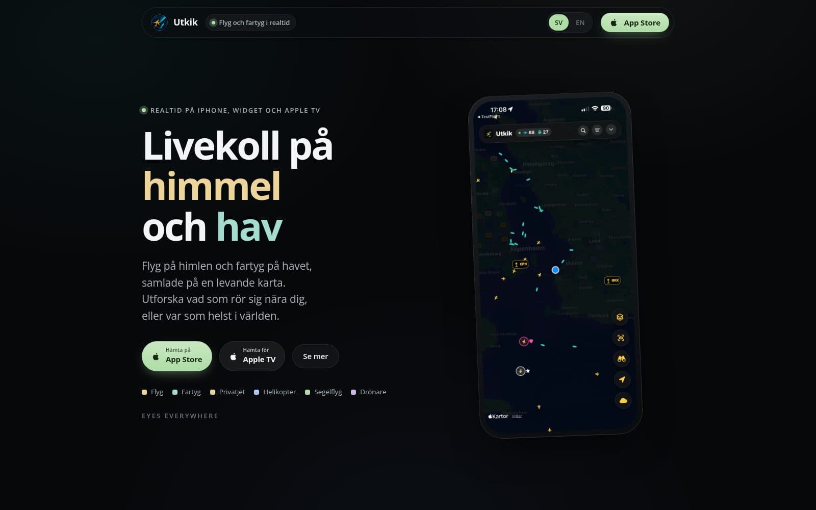 Screenshot of Utkik · Eyes on the sky and the sea