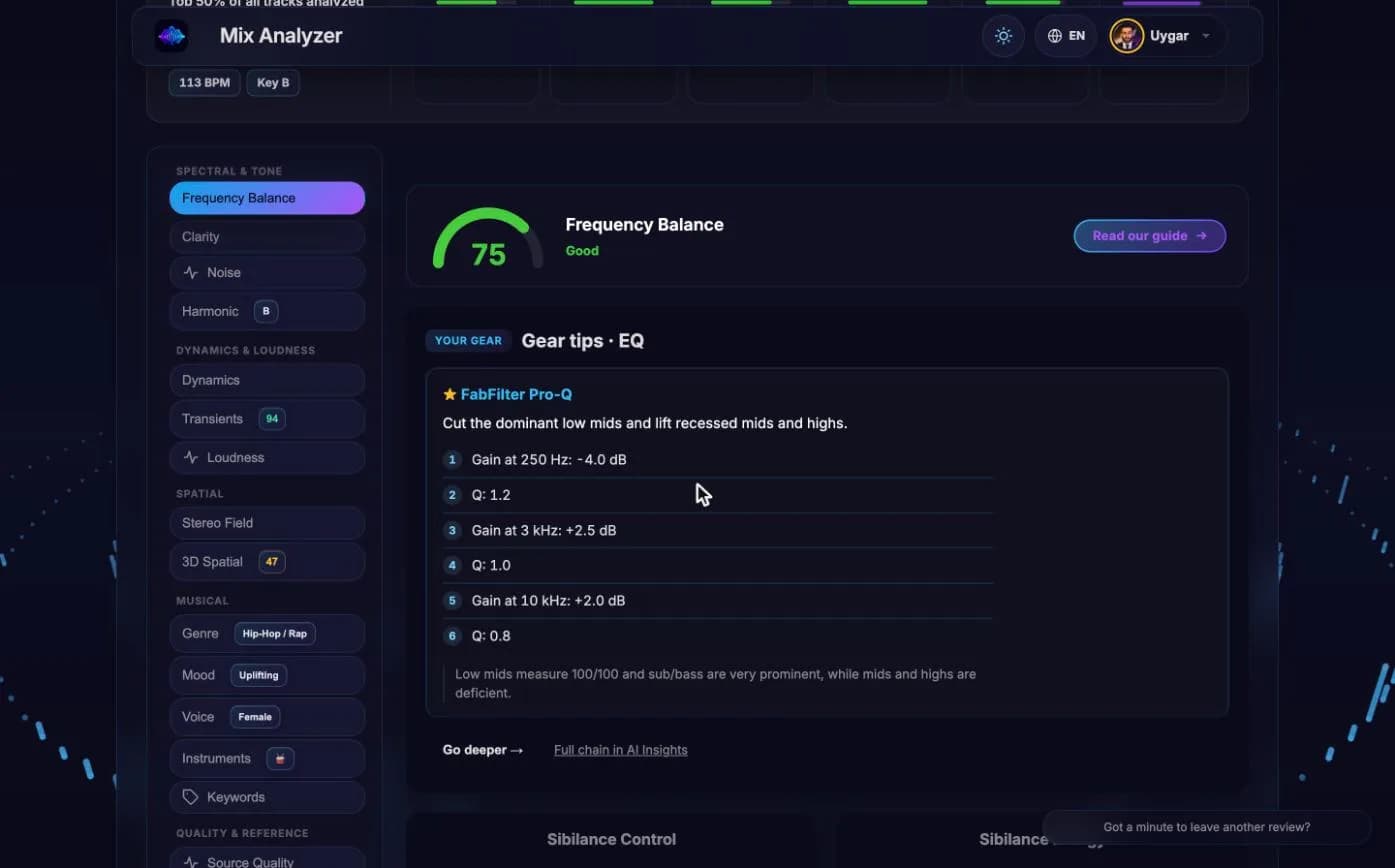 Screenshot 2 of Free AI Mix Analyzer & Online Mix Checker | Mix Analyzer