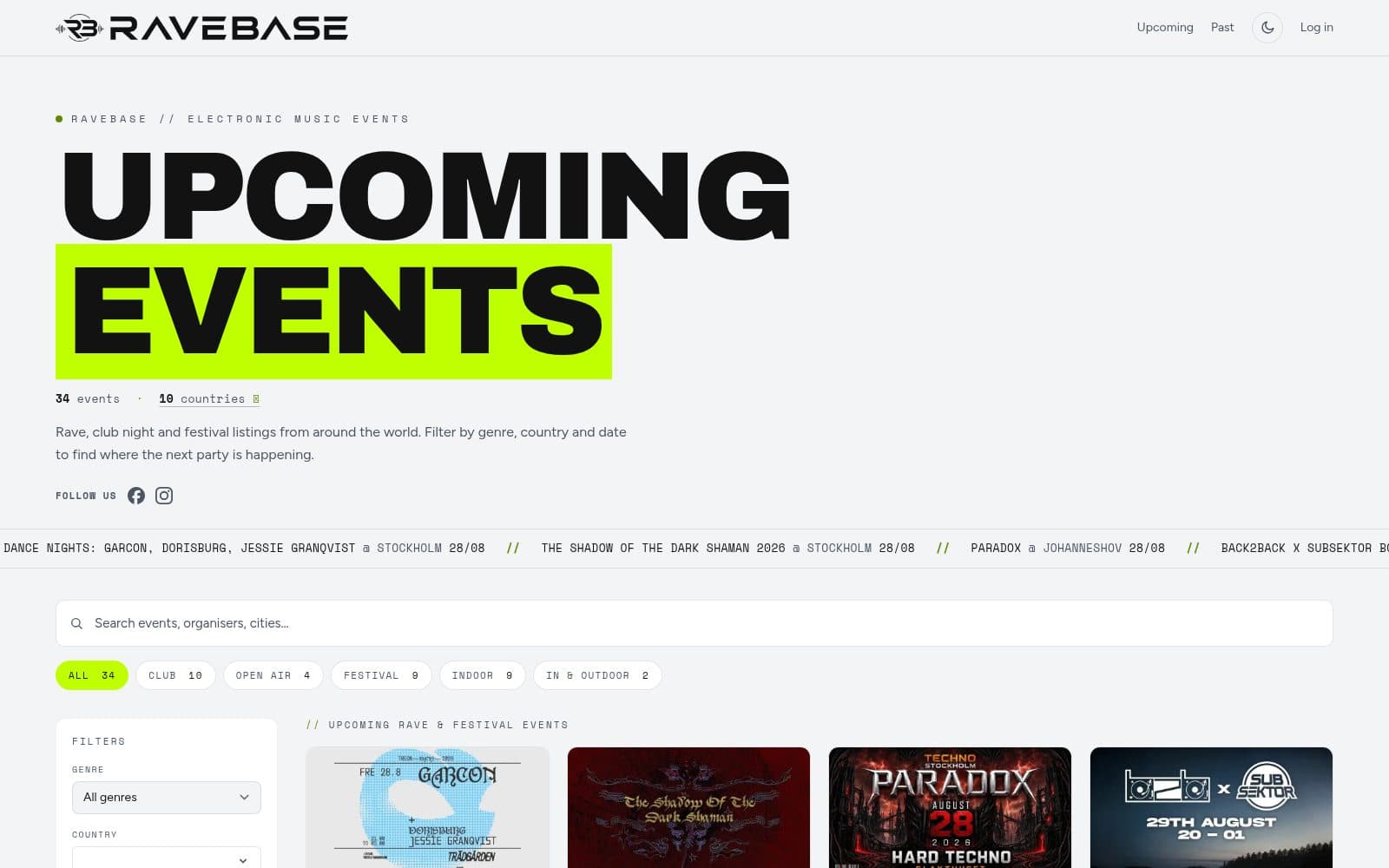 Screenshot of Rave, Club Night & Festival Events Worldwide - Ravebase