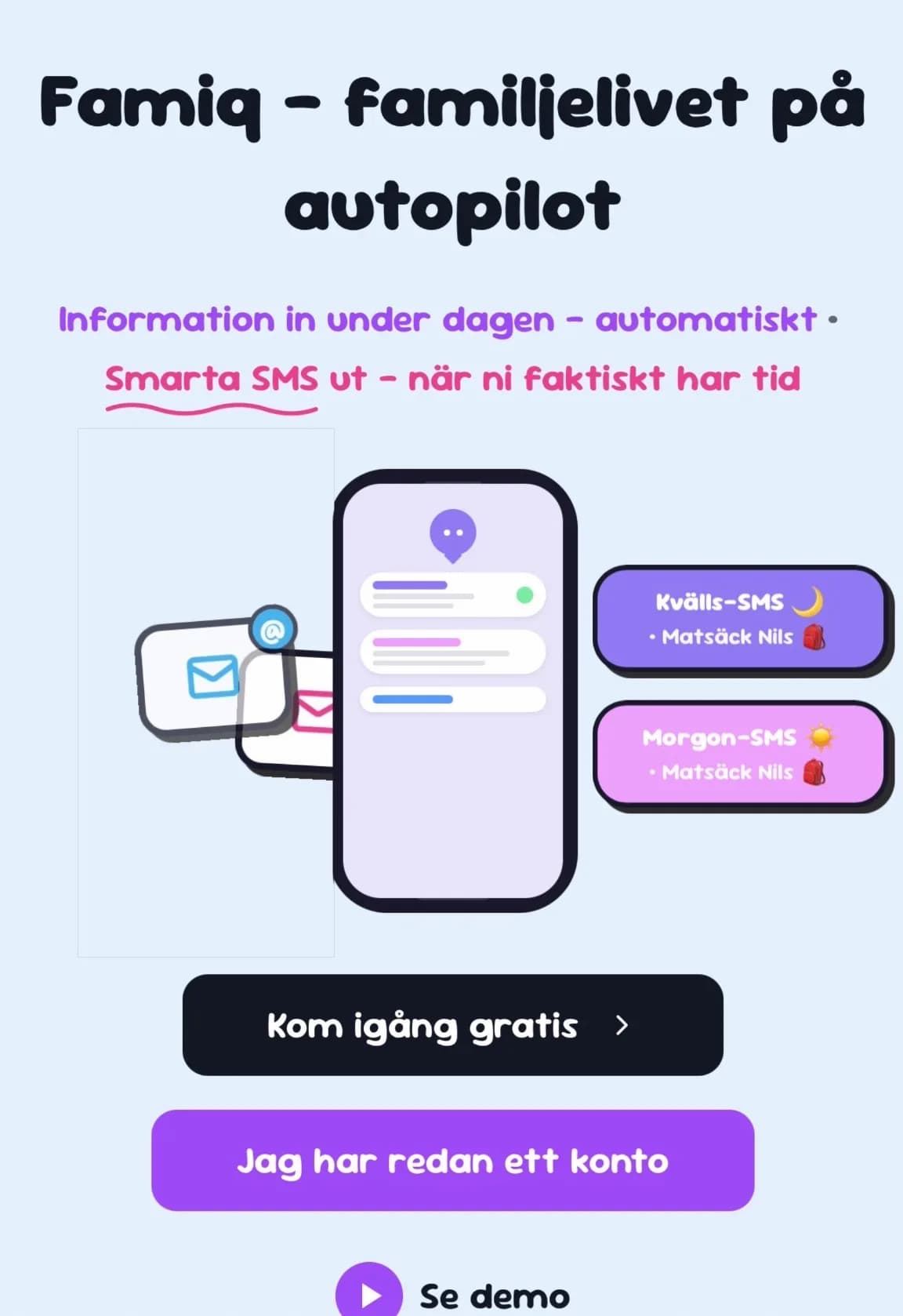 Screenshot of Famiq – a family calendar with SMS reminders