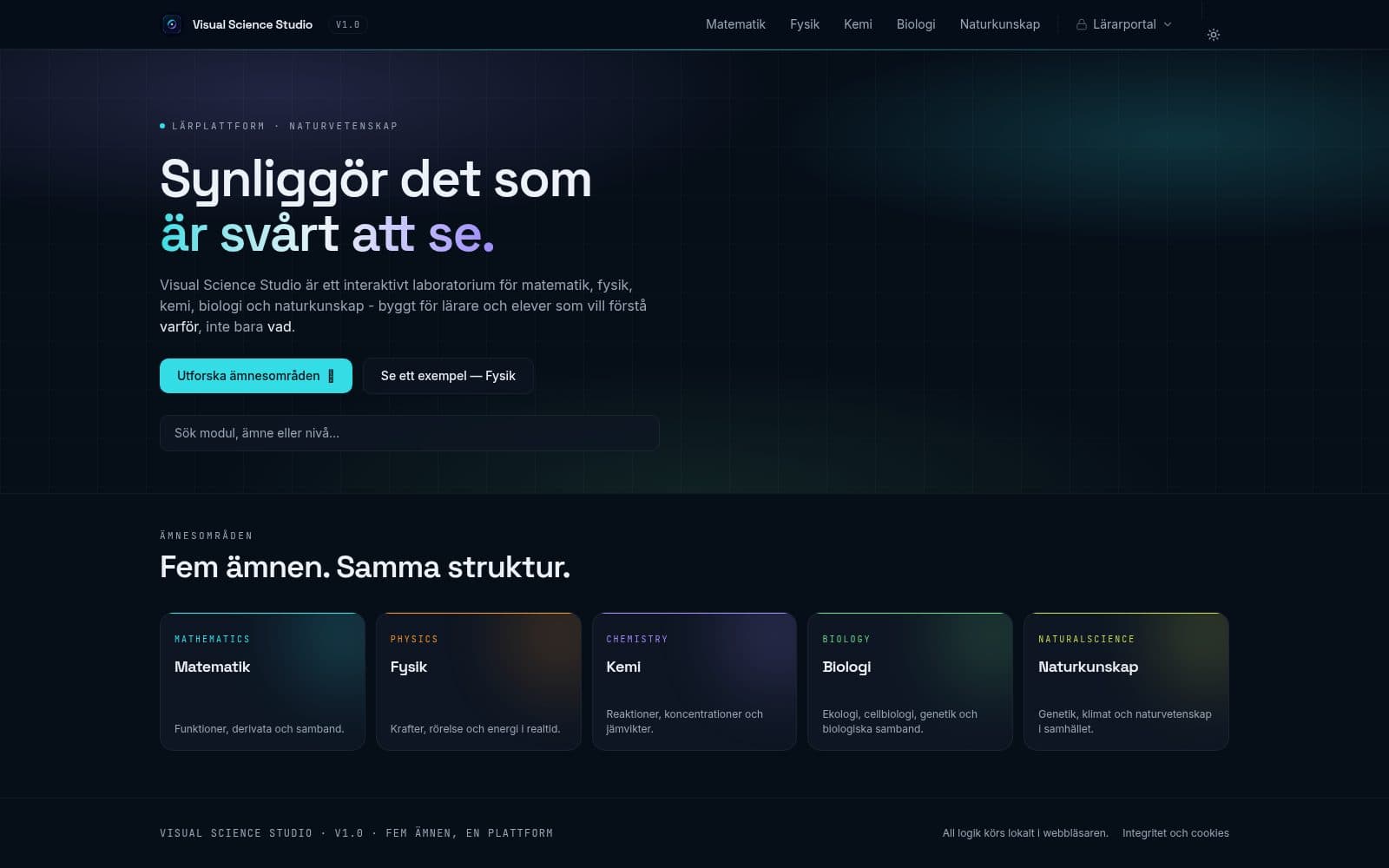 Screenshot of Visual Science Studio — making the hard-to-see visible