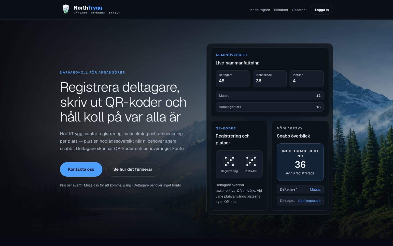 Screenshot of NorthTrygg – QR-based attendance for camps and clubs