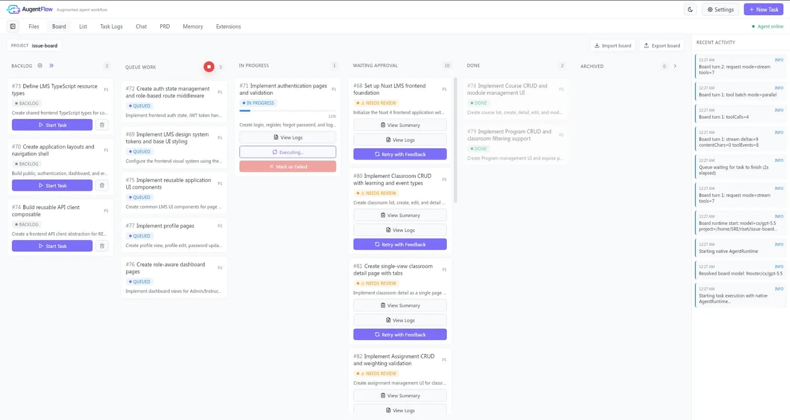 Screenshot of AugentFlow | Augmented Agent Workflow