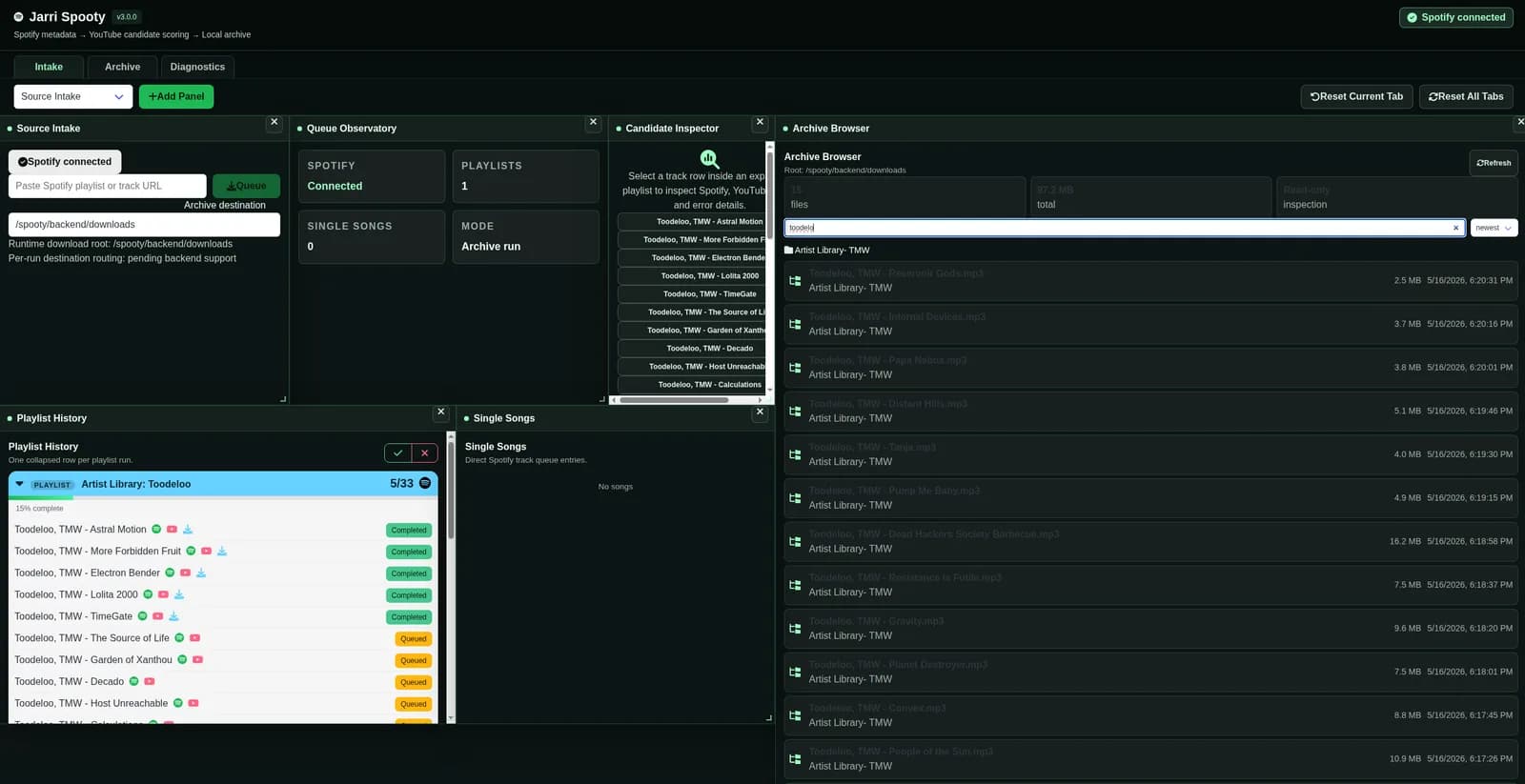 Screenshot of GitHub - TorMatzAndren/jarri-spooty: Self-hosted spotify downloader