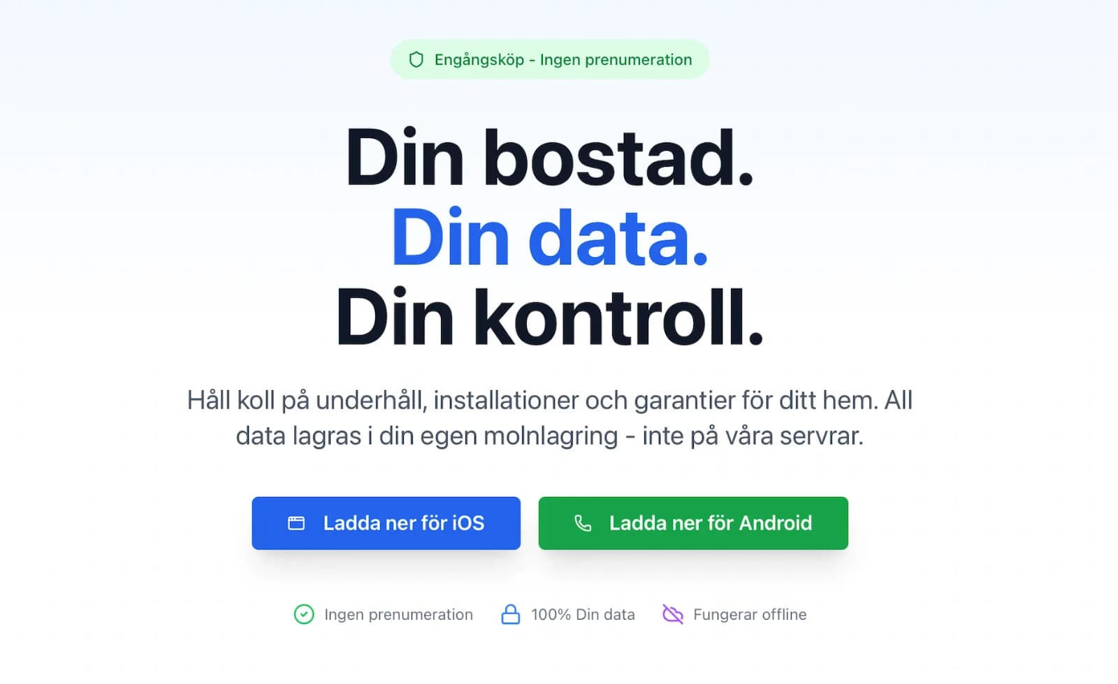 Screenshot of Bostadskollen - an app for home maintenance and installations