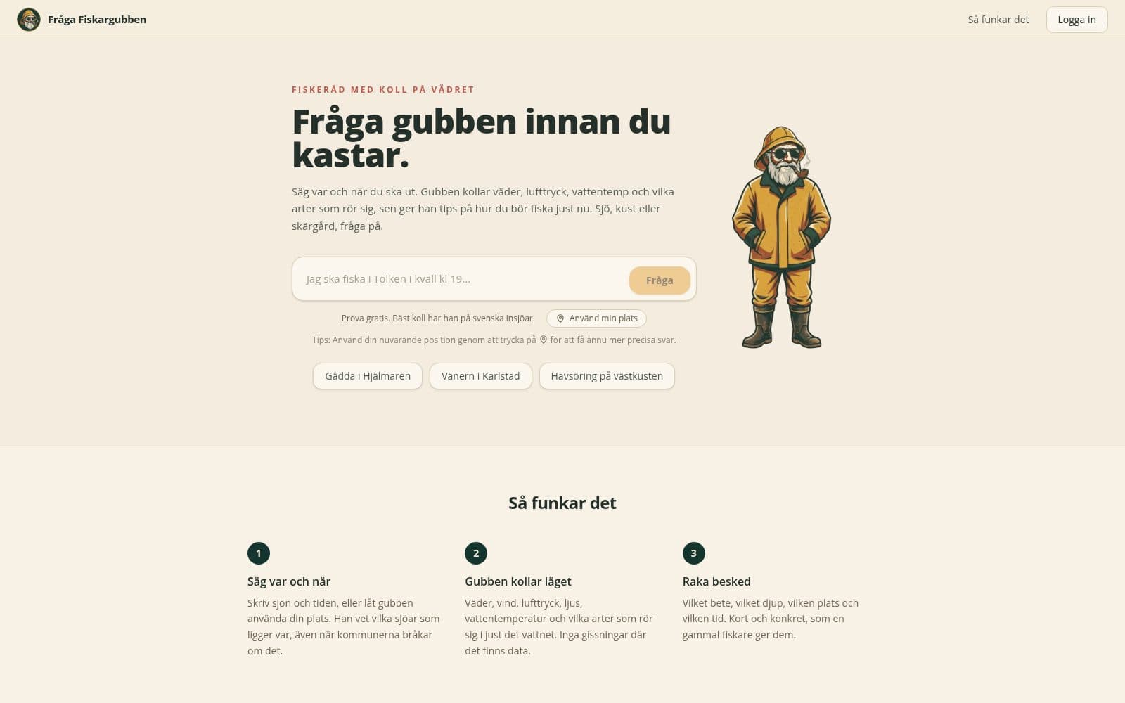 Screenshot of Fråga Fiskargubben