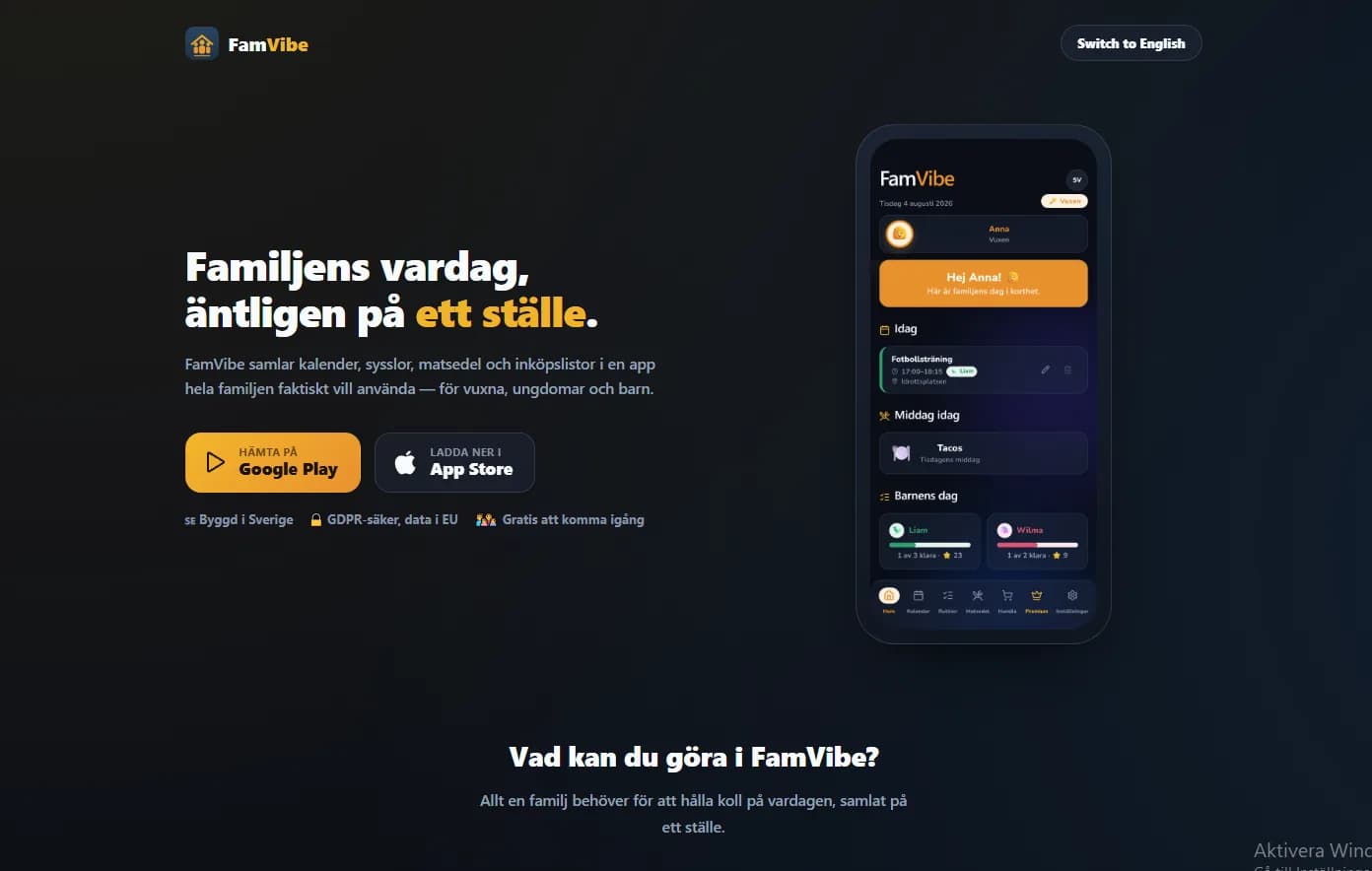 Screenshot of FamVibe