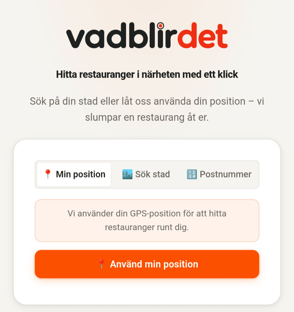 Screenshot of Restaurants nearby – Vadblirdet
