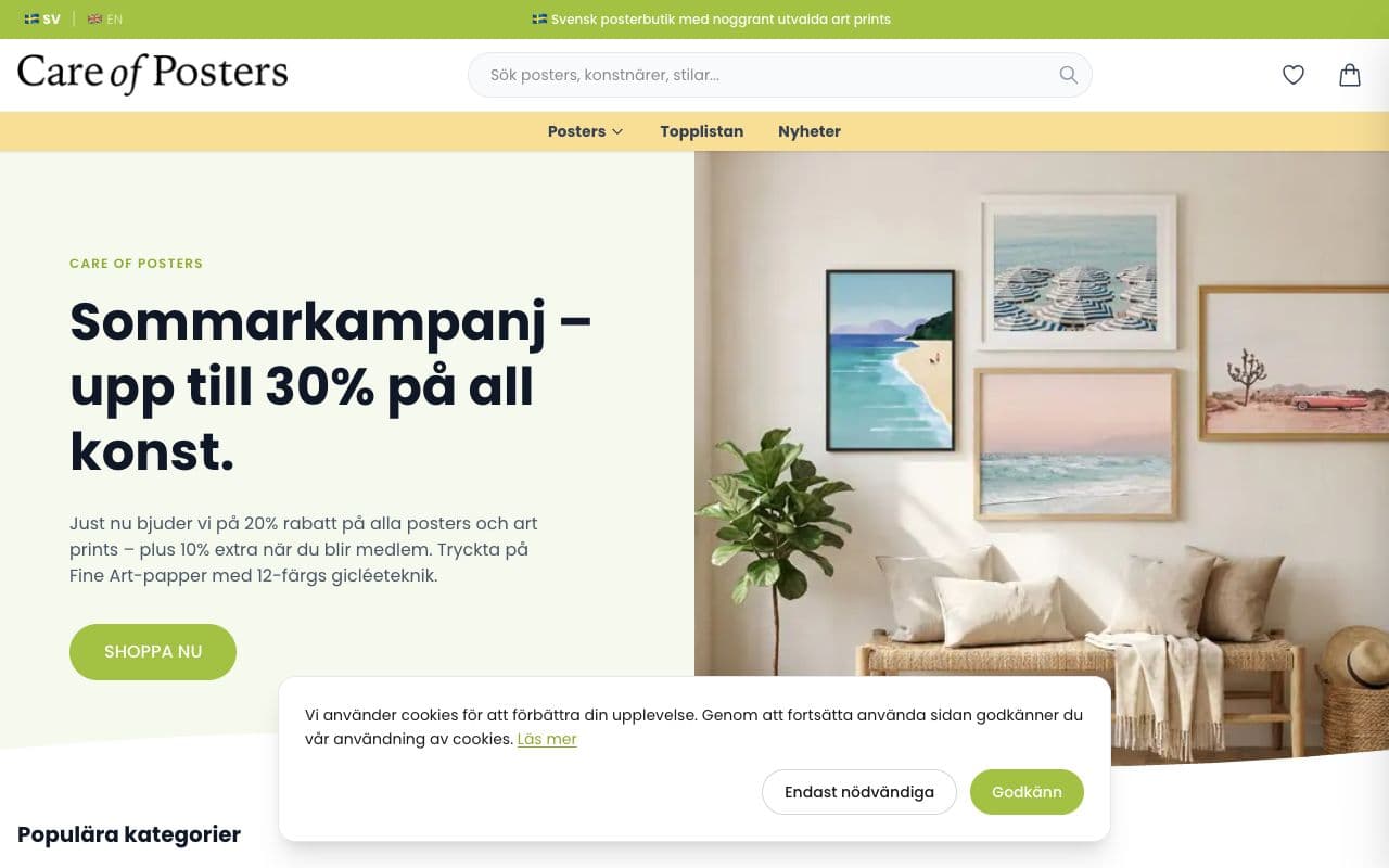 Screenshot of Care of Posters