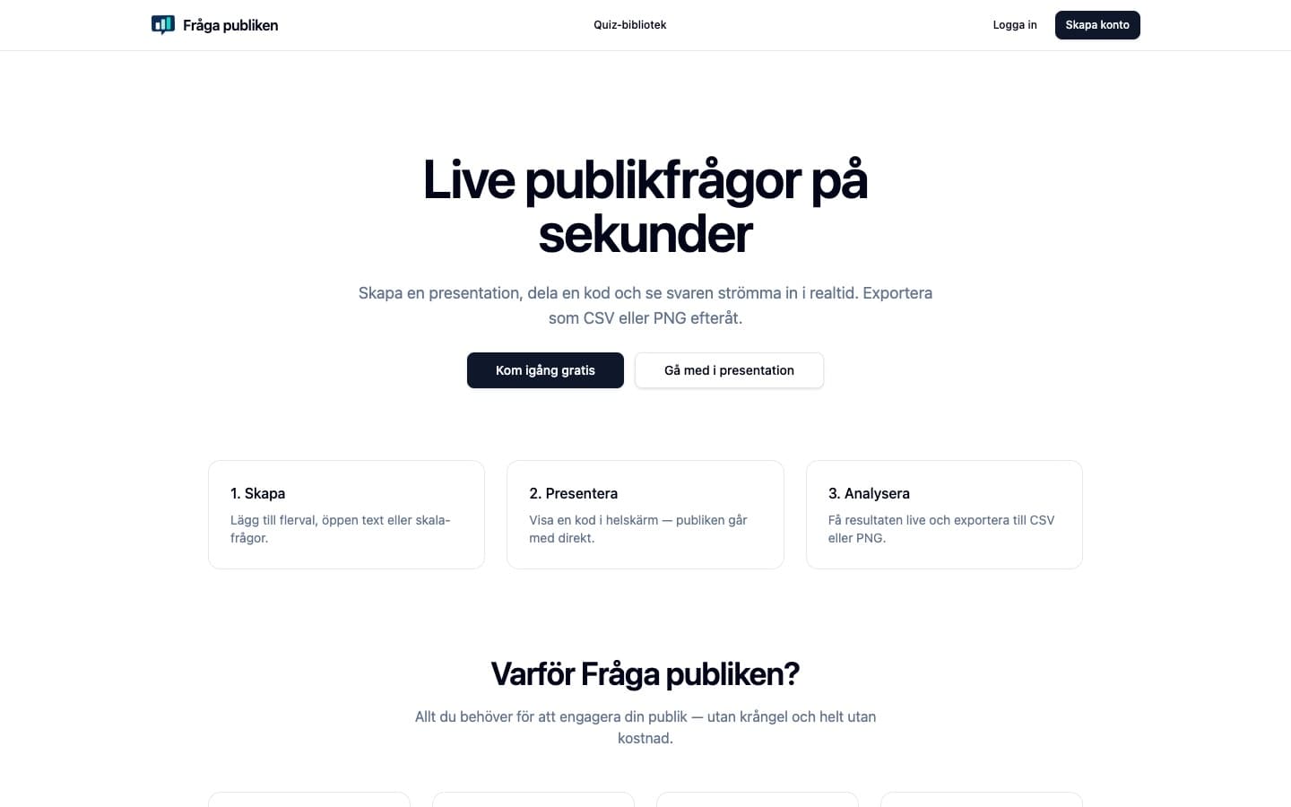Screenshot of Fråga Publiken