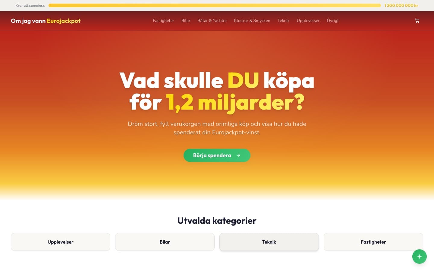 Screenshot of Om jag vann Eurojackpot