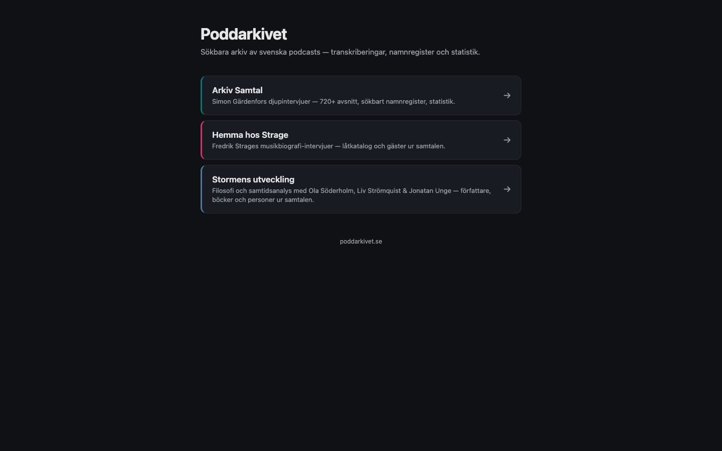 Screenshot of Poddarkivet
