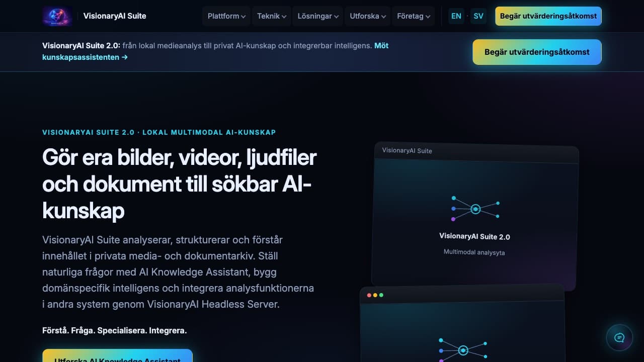 Screenshot of VisionaryAI Suite