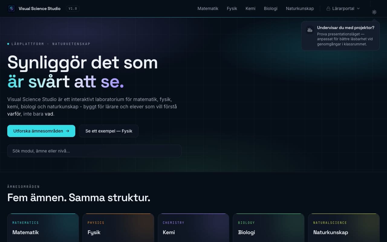 Screenshot of Visual Science Studio