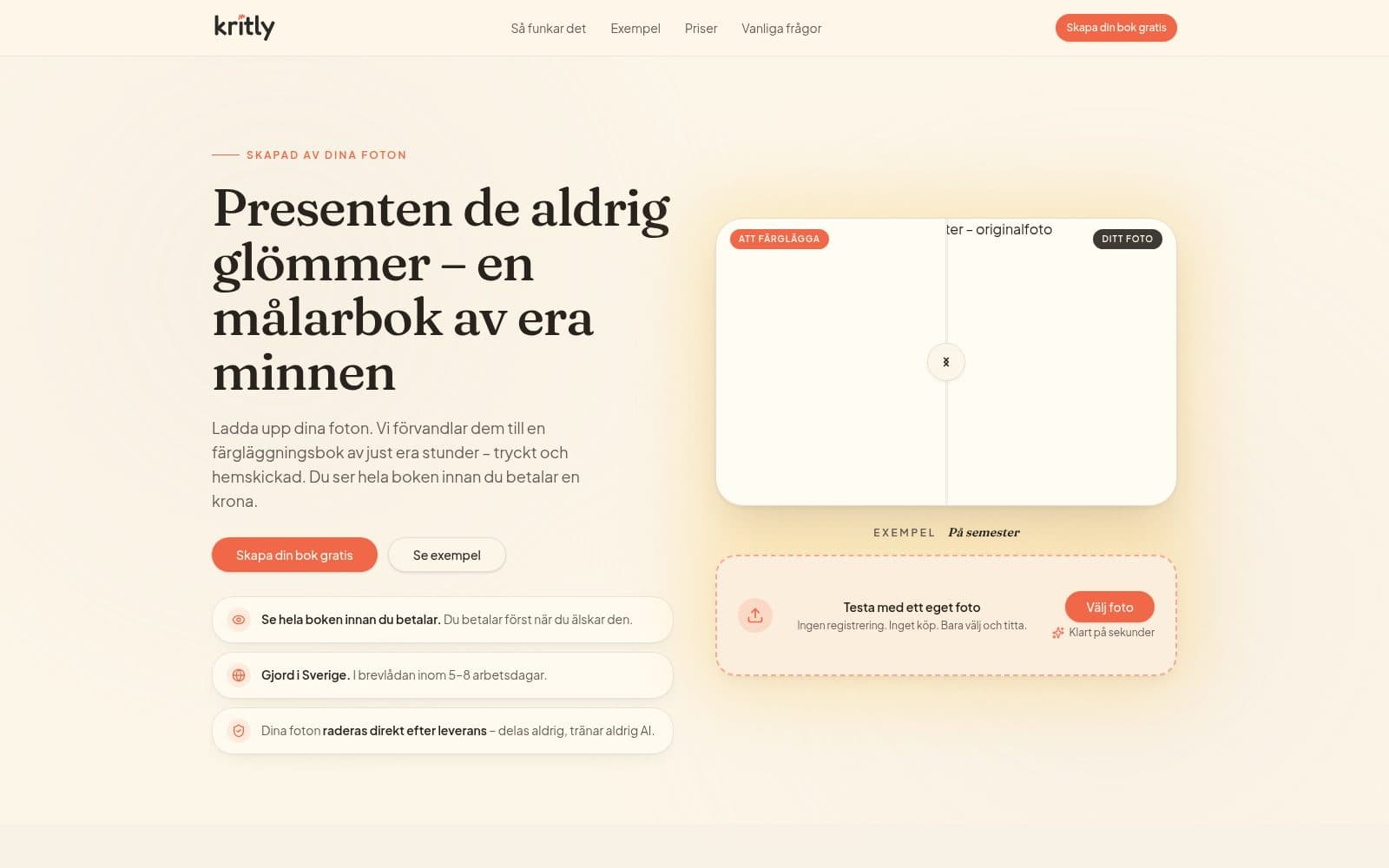 Screenshot of Kritly – Din personliga färgläggningsbok