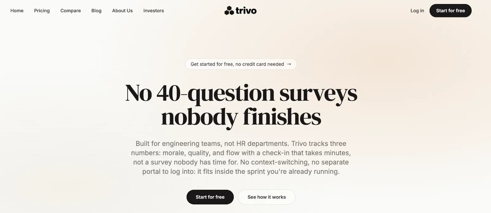 Screenshot of Trivo - No 40-question surveys nobody finishes