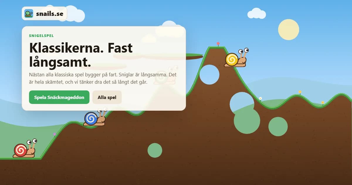 Screenshot of snails.se – Klassikerna. Fast långsamt.