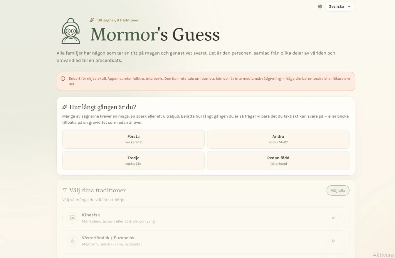 Screenshot of Grandma's Guess — Baby Gender Predictor