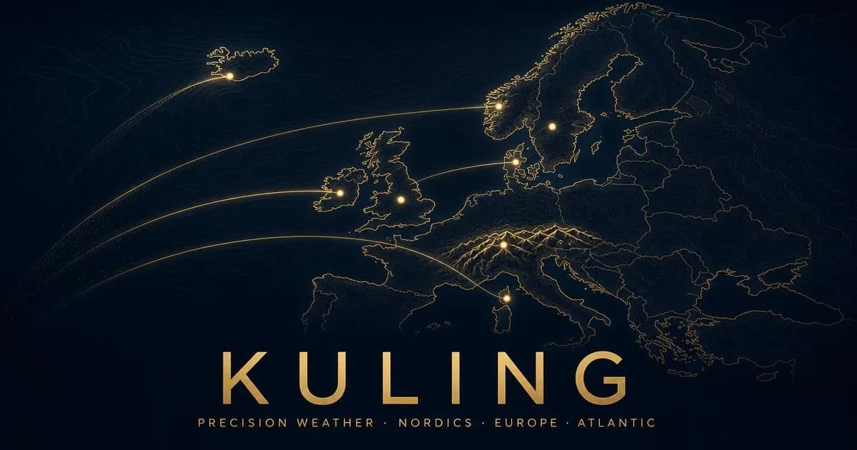 Screenshot of KULING — Hyperlokalt precisionväder för Norden, Europa & Atlanten